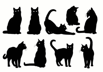 Set of cats silhouettes