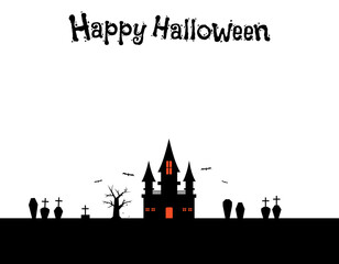 ハロウィンの怪しい館の背景素材　2