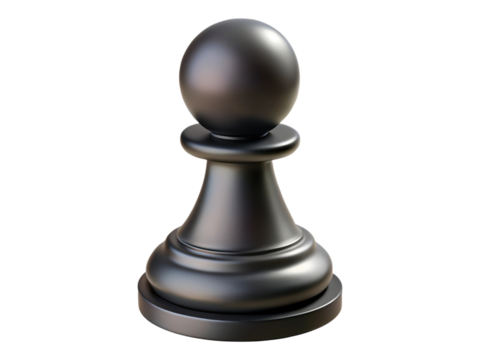 Sleek Black Chess Pawn Piece - Strategic Game Element on Transparent Background