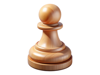 Traditional Wooden Chess Pawn Piece Isolated on Transparent Background for Digital Games