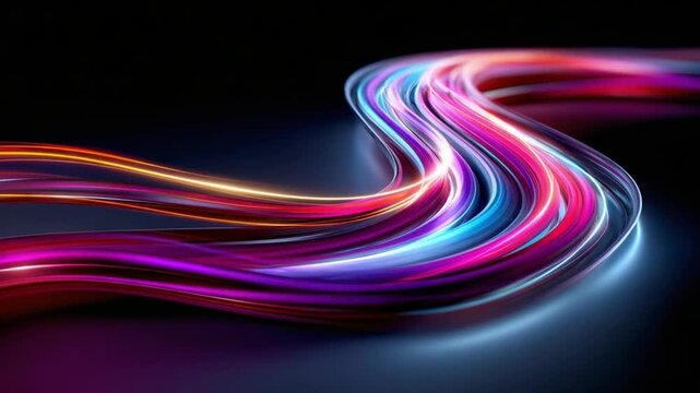 Vibrant Light Trail: An eye-catching and dynamic display of light trails, swirling and twisting across a dark backdrop. this images exudes energy and modern aesthetics.