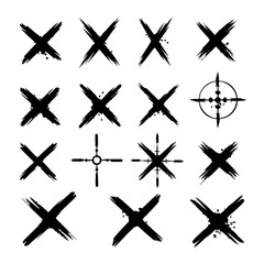 Obraz premium Shabby chic black graphic icons featuring bold abstract hand drawn lines