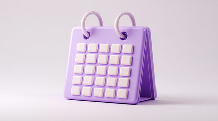 Purple Three - Dimensional Calendar on Minimalist White Background