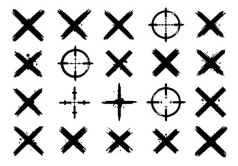 Abstract Grunge X Symbols With Ink Splatter Edges For Design, Art, And Creative Projects