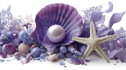 Ocean Creature Combination of Purple Shell and Pink Starfish