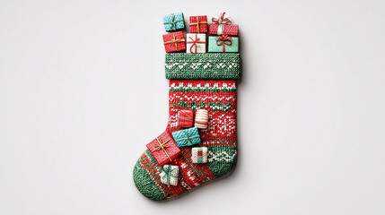 Knitted Christmas Stocking with Gifts
