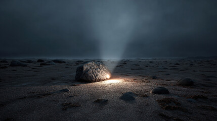 Rock Cave with Light Beam Exit