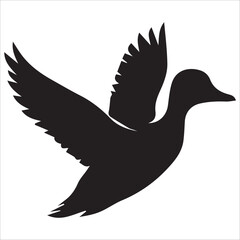 Obraz premium Flying Duck with Spread Wings Silhouette Design