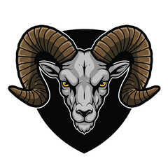 Fierce Ram Head with Majestic Curved Horns.