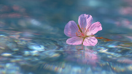 Pink Cherry Blossom on Water Surface