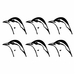Six eurasian nuthatch heads, a charming pattern for nature enthusiasts