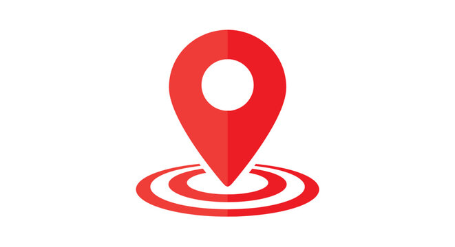 Red location pin icon with concentric circles indicating proximity