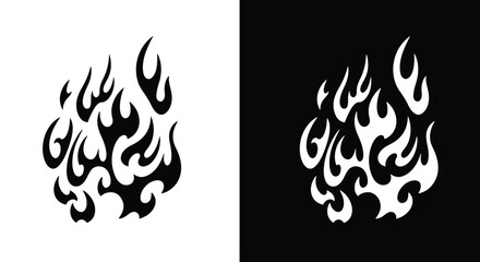 Stylized Tribal Flame Design in Black and White.