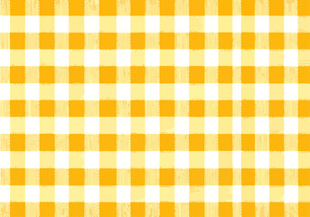 Yellow gingham checkered fabric texture background suitable for tablecloth or textile design