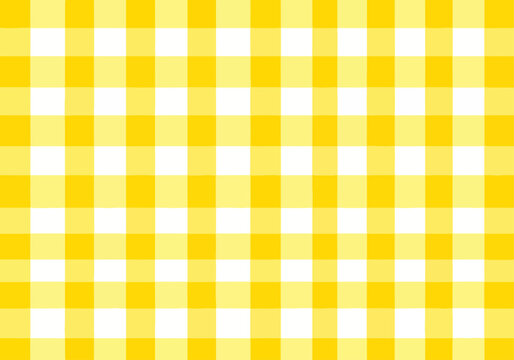 Seamless yellow and white gingham pattern fabric texture background design, ideal for a vintage picnic tablecloth