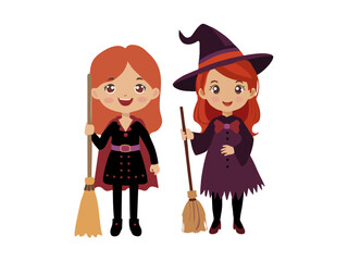 boy and girl wearing halloween costumes with difference character