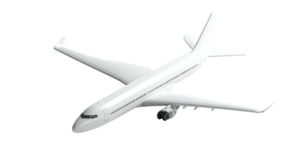White passenger aircraft model silhouetted on black background, aerial view