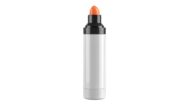 A single bright orange highlighter marker against a solid black background