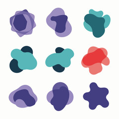Geometric color abstract different shape sticker set. Graphic elements in minimalist style