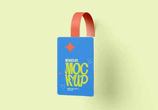 Vertical Wobbler Mockup &ndash; Hanging Rectangular Shelf Talker Label Mockup for Product Promotion and Branding Design