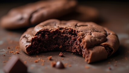 Closeup Delicious Chocolate Cookies Crumbs Texture Brown