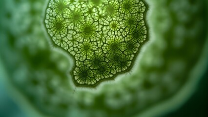 Abstract Green Cellular Structure Microscopic View