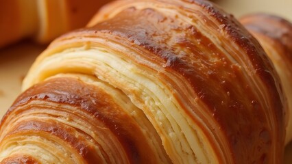 Delicious Golden Brown Croissant Pastry Close Up