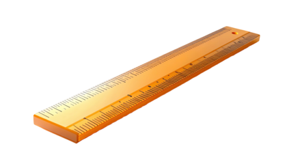 A translucent orange ruler isolated on a stark black background, slightly angled
