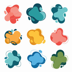 Set of modern colored abstract liquid shape