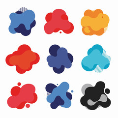 Colorful abstract shapes in blue, pink, orange, green, and yellow. Various abstract shapes in vibrant colors. Bright and colorful abstract design. Colorful shapes, vector element set.