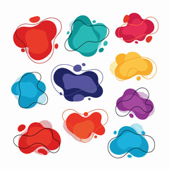 Hand drawn organic rectangle frames and fluid blob shapes. Abstract doodle bubbles and empty text boxes in freeform style. Vector illustration isolated on white background.