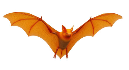 Naklejka premium Isolated Orange Bat with Open Wings, Animal Flying Creature, Wildlife Species Concept