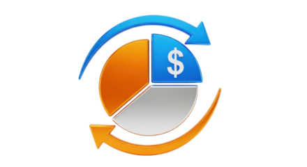 Isolated business economy symbol, with money flow icon, financial sector investment rotation