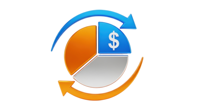 Isolated business economy symbol, with money flow icon, financial sector investment rotation