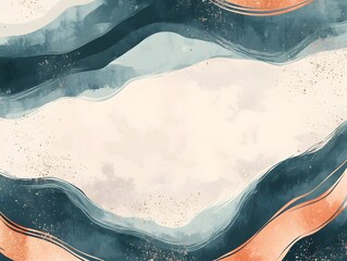 Abstract Teal and Copper Wave Background Design