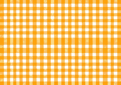 Seamless orange and yellow plaid fabric texture for vintage tablecloth design