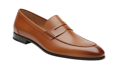 Isolated brown leather loafer dress shoe, professional footwear for men, office outfit