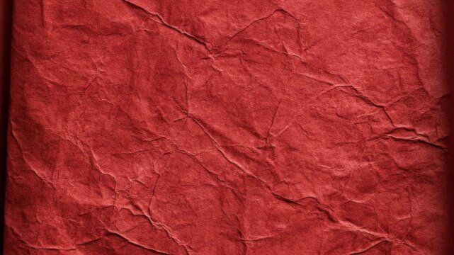 Red crumpled paper texture with natural wrinkles and folds, photographed close-up on a flat background, ideal for vintage or grunge designs