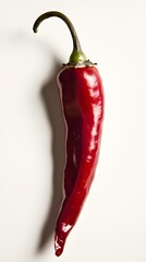 Vibrant Red Chili Pepper Isolated on White Background Studio Shot