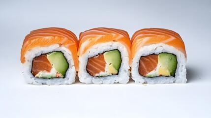 Delicious Salmon Avocado Sushi Rolls Japanese Food