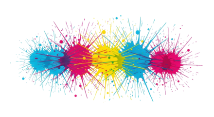 Isolated multicolored paint splashes burst, celebration or art concept, vibrant colorful design