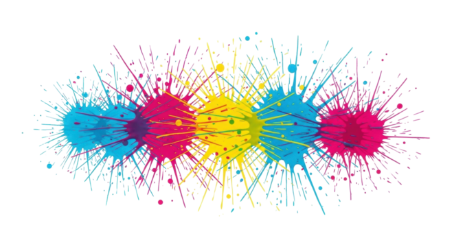 Isolated multicolored paint splashes burst, celebration or art concept, vibrant colorful design