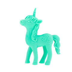 cute green unicorn-shaped eraser for kids isolated transparent png	