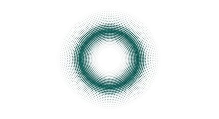Isolated teal halftone dots circle pattern for circular design element or decorative motif