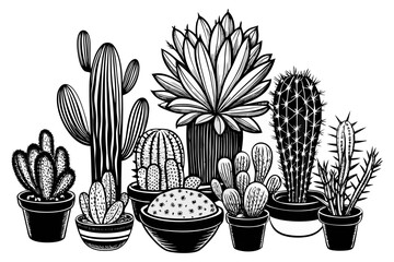 Hand-Drawn Cactus and Succulent Collection – Vintage Botanical Illustrations.