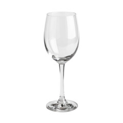 Obraz premium A classic, empty, clear stemmed wine glass, showcasing its transparent elegance. Ideal for serving beverages, design projects, or drinkware presentations. background removed