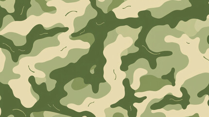 Fototapeta premium Seamless green camouflage pattern with abstract, military-inspired forest texture design.