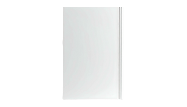 Rectangular white surface against a dark backdrop with thin black outline