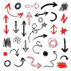 Hand drawn vector symbol collection of arrow icons and design elements