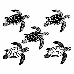 Sea turtle silhouettes swimming, creating a marine life themed design element